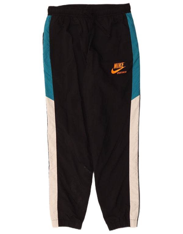 NIKE Mens Graphic Tracksuit Trousers Joggers Medium  Black Colourblock