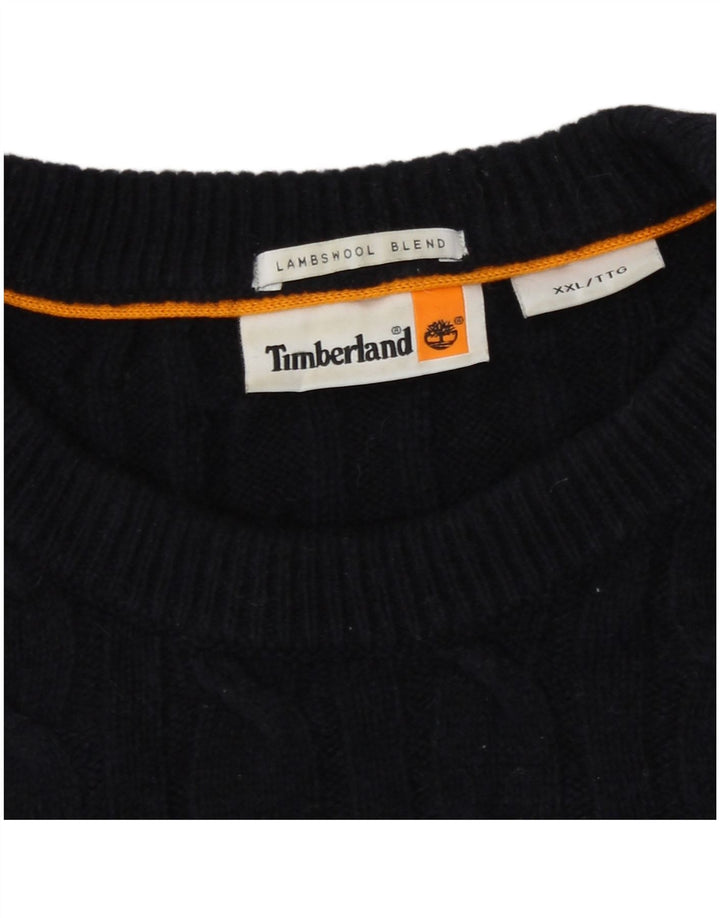 Timberland Mens Crew Neck Jumper Sweater 2XL Navy Blue Lambswool