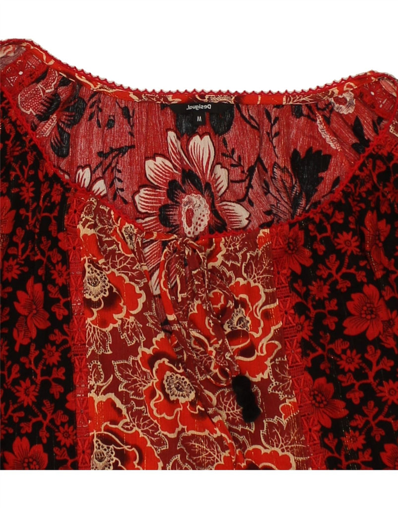 DESIGUAL Womens Oversized Long Sleeve Blouse Top UK 14 Medium Red Floral | Vintage Desigual | Thrift | Second-Hand Desigual | Used Clothing | Messina Hembry 