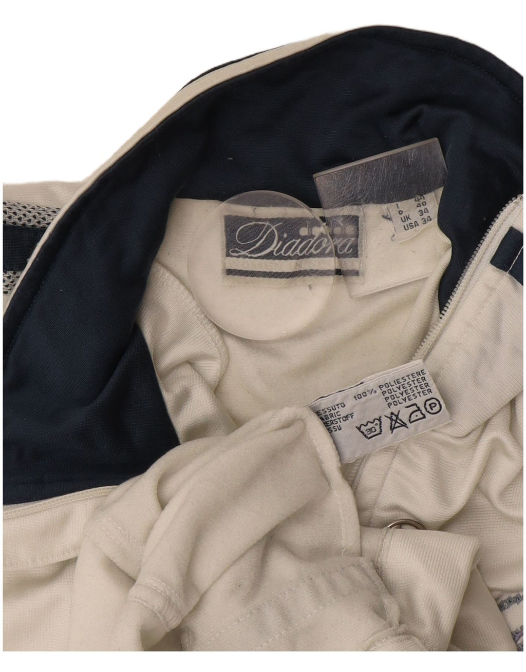 Diadora Mens Tracksuit Top Jacket UK 34 Small White Colourblock Polyester