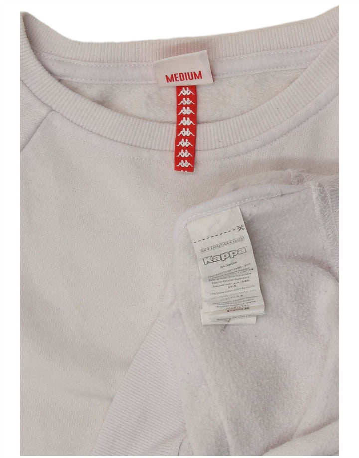 KAPPA Womens Graphic Sweatshirt Jumper UK 14 Medium White Colourblock