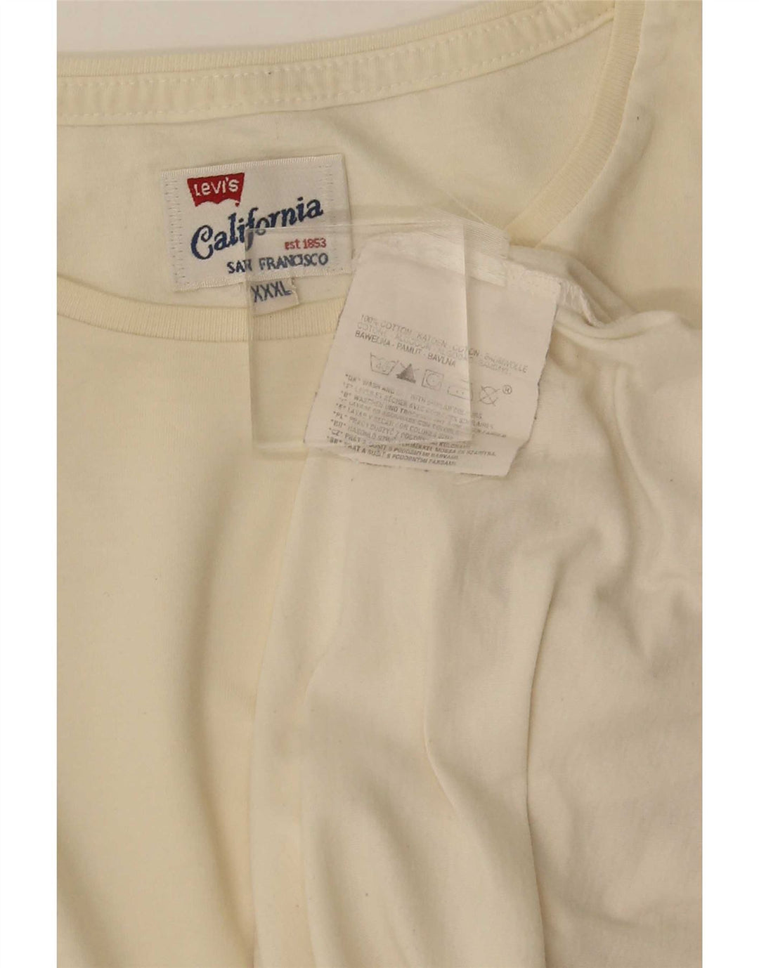 Levi's Mens T-Shirt Top 3XL Off White Cotton