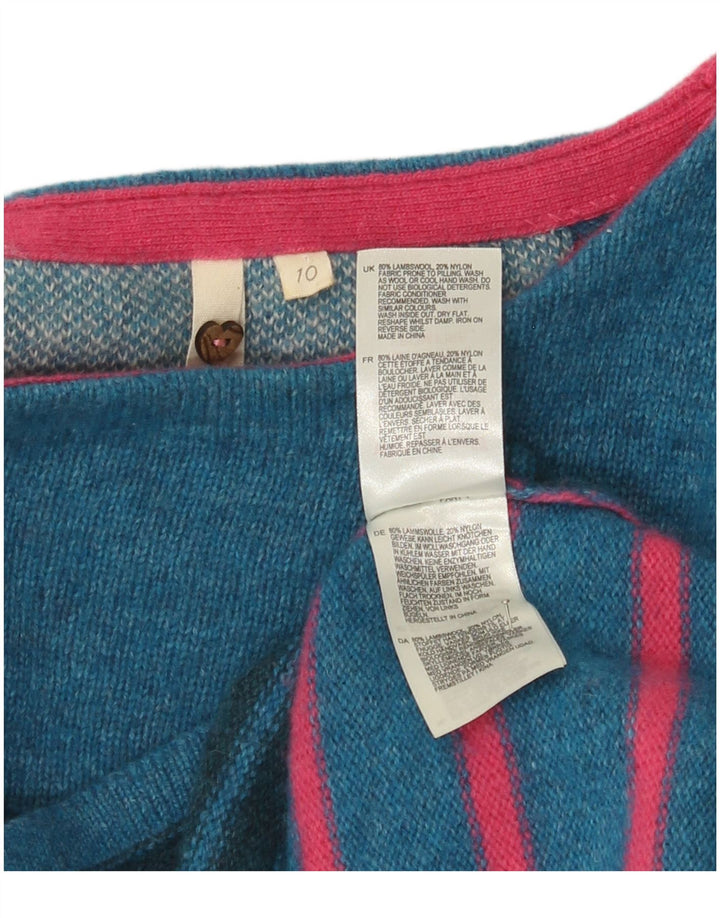 White Stuff Womens Jumper Sweater UK 10 Small Blue Striped Lambswool