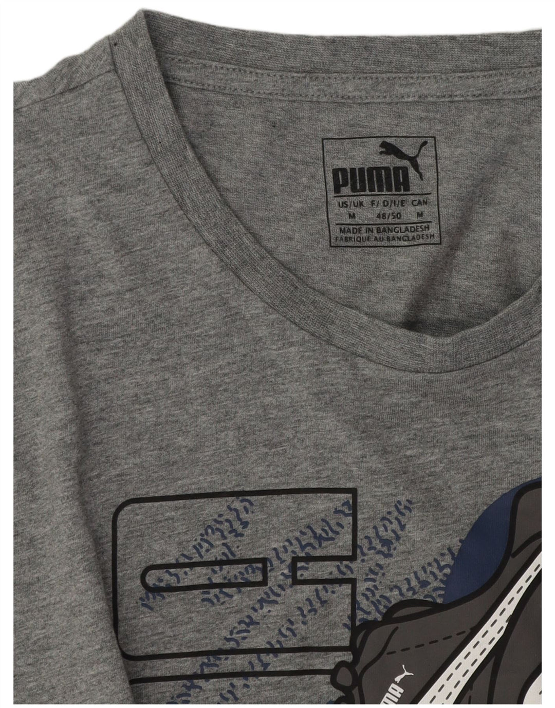 Puma Mens Graphic T-Shirt Top Medium Grey Flecked
