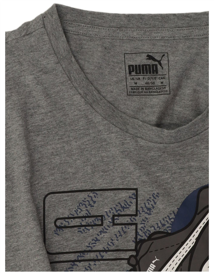 Puma Mens Graphic T-Shirt Top Medium Grey Flecked