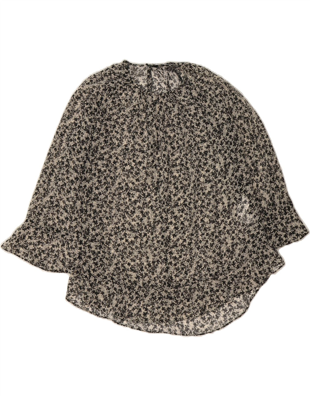 ZARA Womens Oversized Long Sleeve Blouse Top UK 6 XS Grey Floral Polyester Vintage Zara and Second-Hand Zara from Messina Hembry 