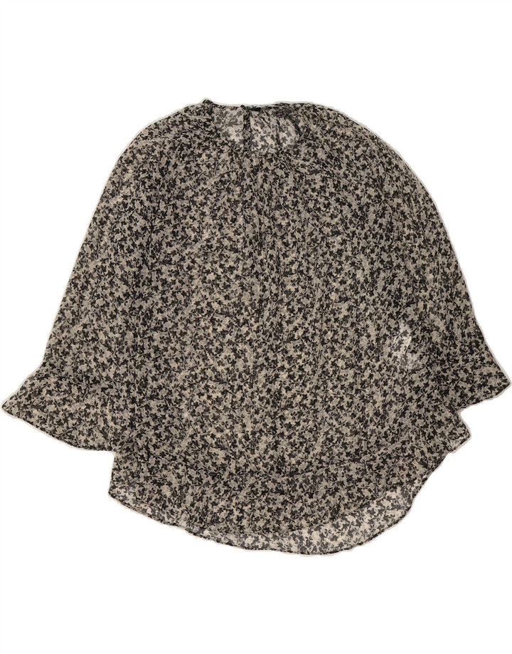 ZARA Womens Oversized Long Sleeve Blouse Top UK 6 XS Grey Floral Polyester Vintage Zara and Second-Hand Zara from Messina Hembry 