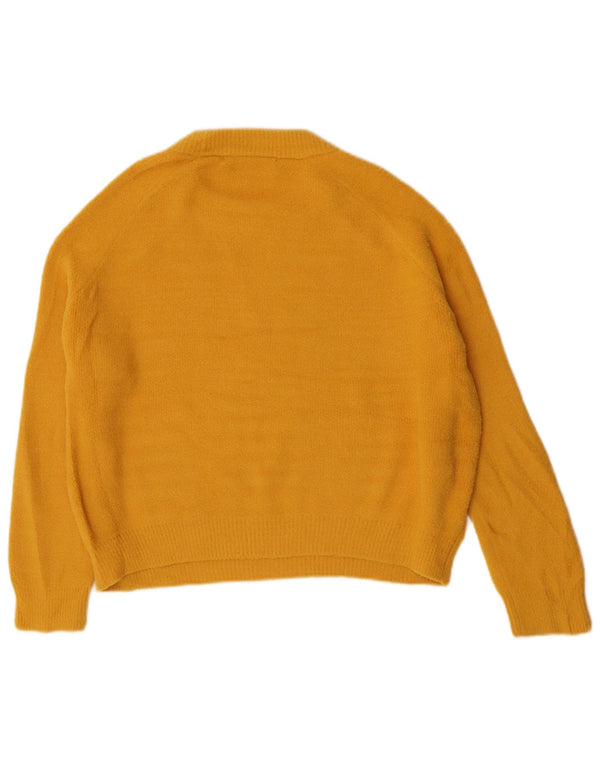 Zara Womens Crew Neck Jumper Sweater UK 14 Medium Yellow Nylon