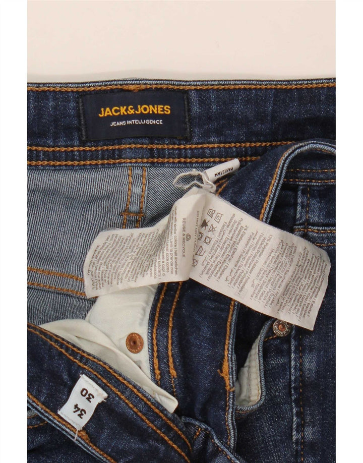 Jack & Jones Mens Jake Bootcut Jeans W34 L30 Navy Blue Cotton