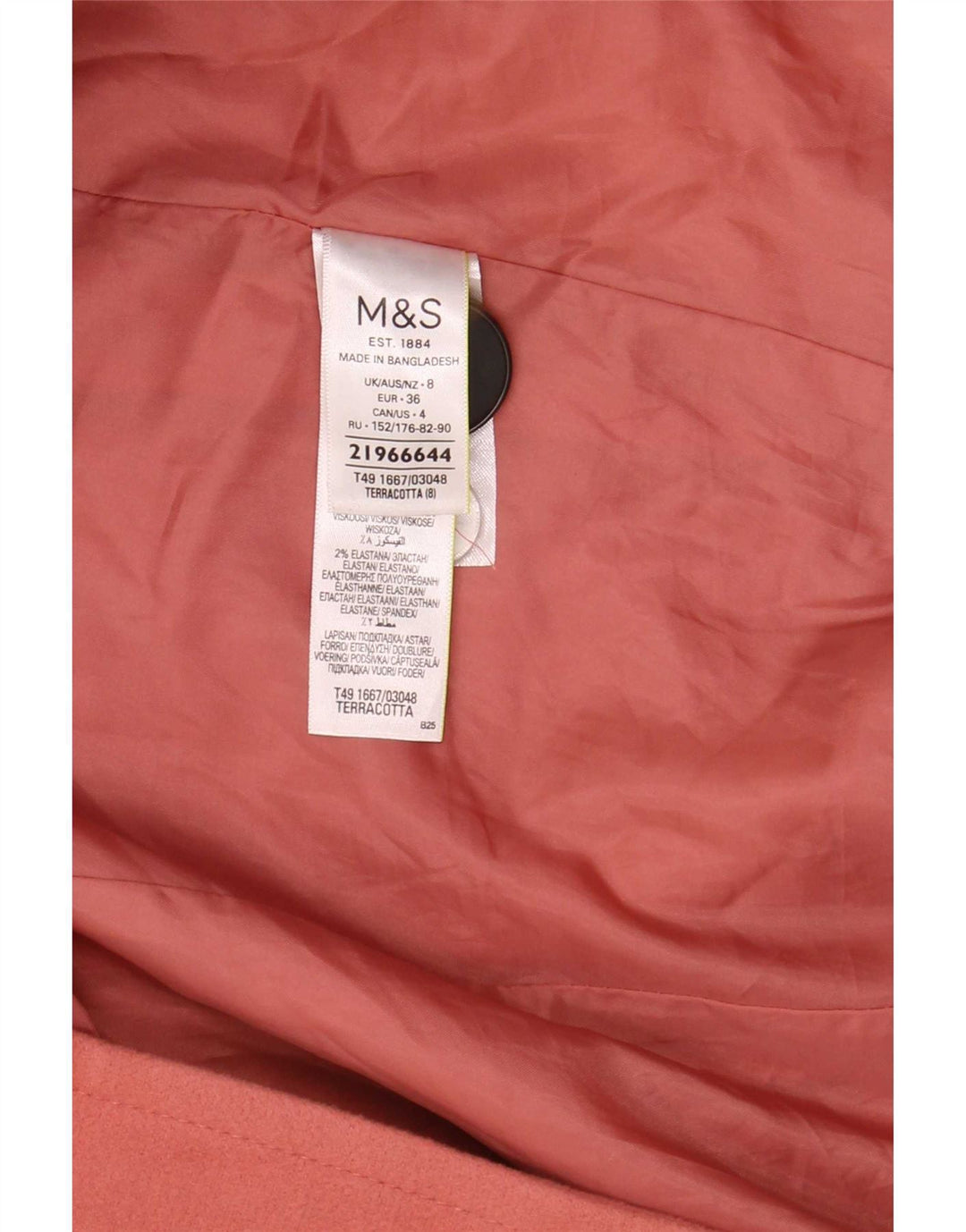 Marks & Spencer Womens Overcoat UK 8 Small Pink Polyester