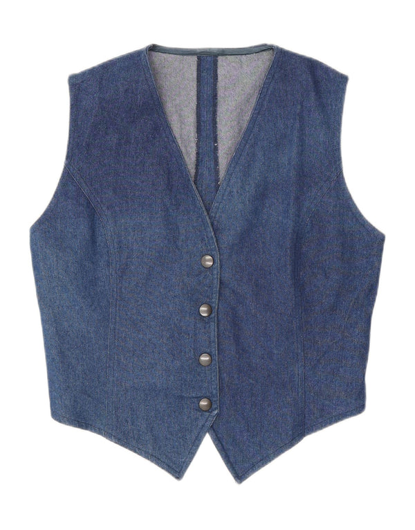 Vintage Womens Denim Waistcoat UK 12 Medium Blue