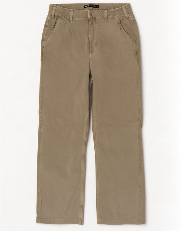 Zara Womens High Waist Jeans EU 38 Small W28 L29 Khaki Cotton