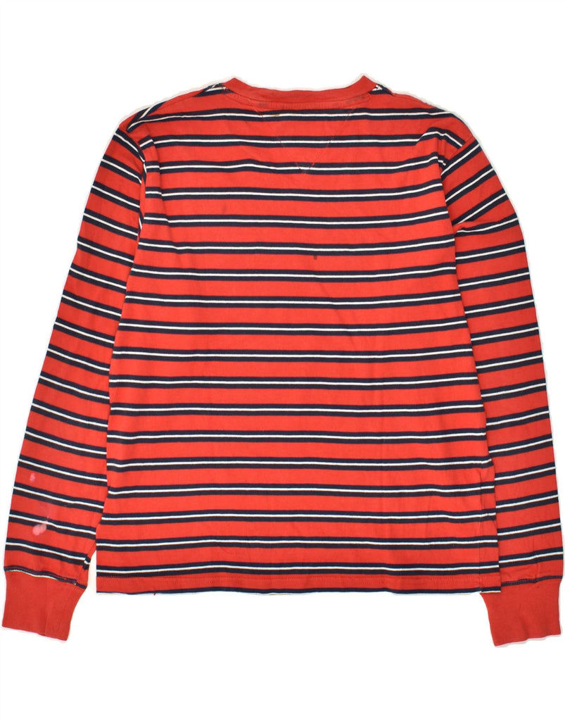 TOMMY HILFIGER Womens Graphic Top Long Sleeve UK 14 Medium Red Striped | Vintage Tommy Hilfiger | Thrift | Second-Hand Tommy Hilfiger | Used Clothing | Messina Hembry 