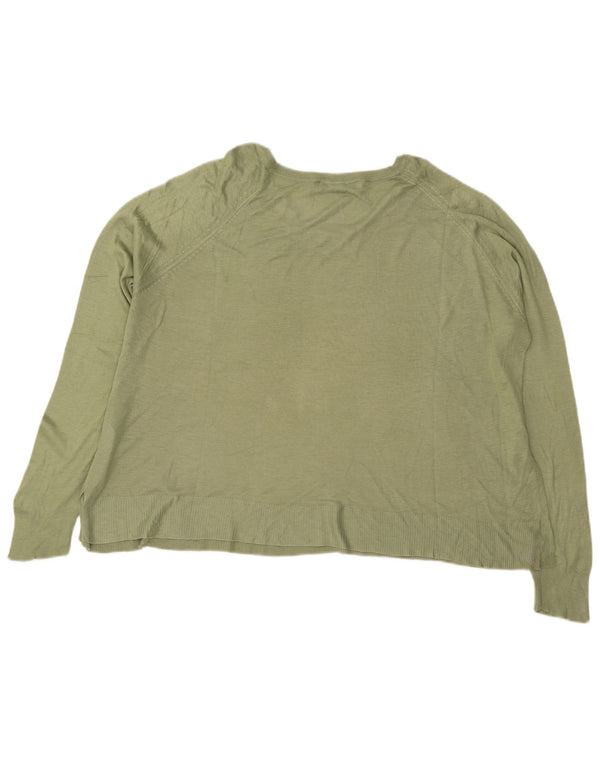 Zara Womens Oversized Boat Neck Jumper Sweater UK 16 Large Green Viscose