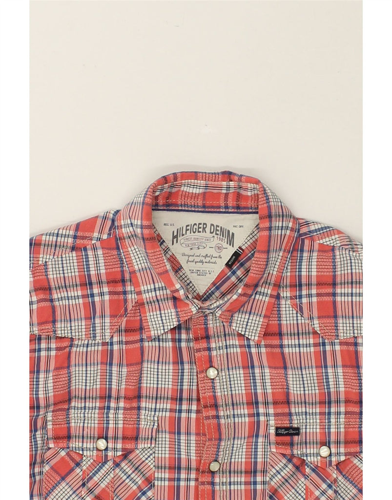 TOMMY HILFIGER Mens Shirt Medium Red Check Cotton | Vintage Tommy Hilfiger | Thrift | Second-Hand Tommy Hilfiger | Used Clothing | Messina Hembry 