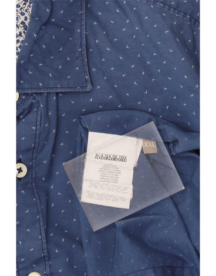 Napapijri Mens Abstract Pattern Shirt 2XL Blue Cotton