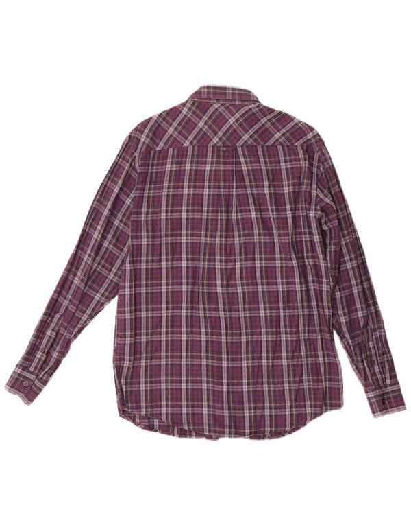 James Pringle Mens Flannel Shirt Medium Purple Check Cotton