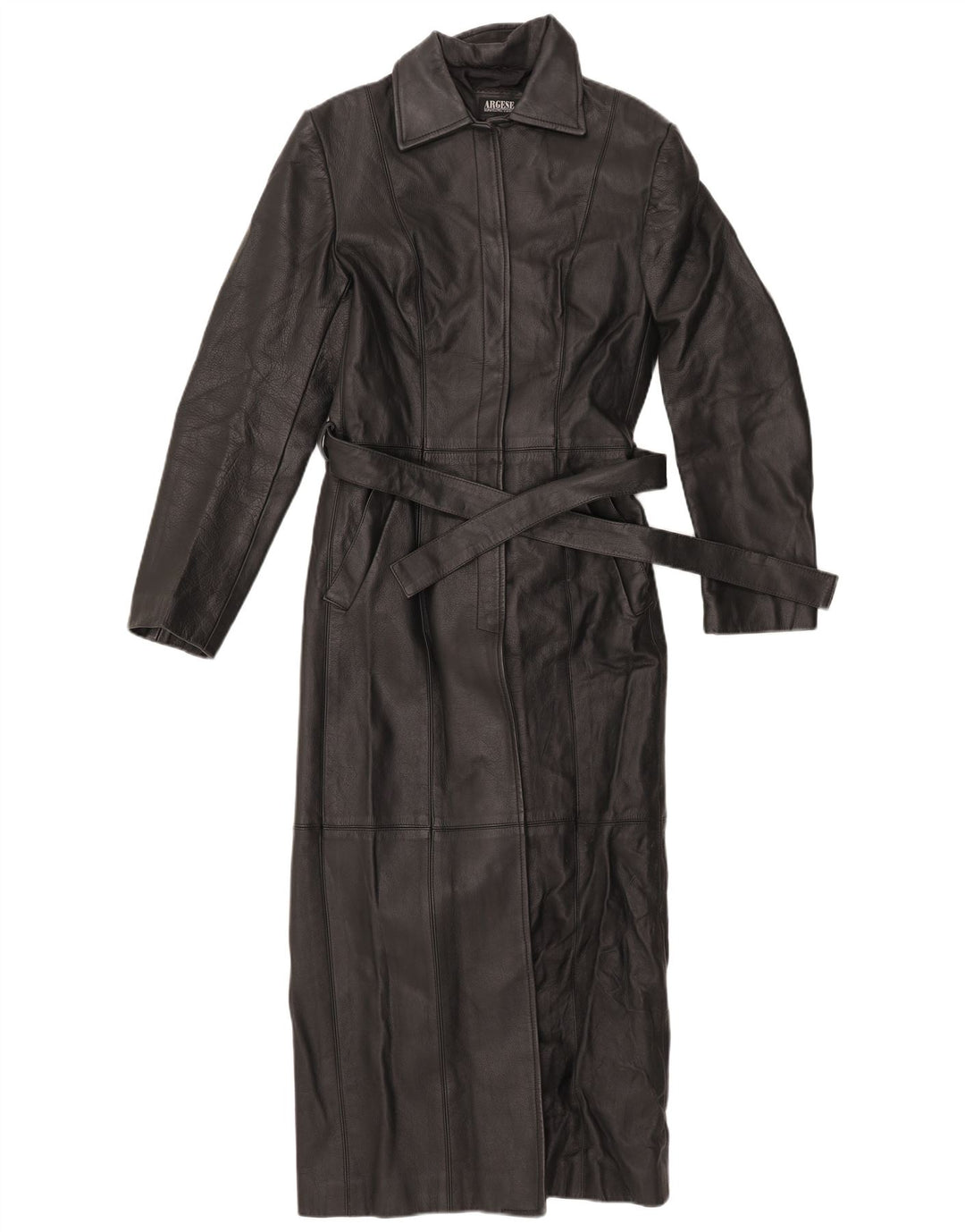 VINTAGE Womens Leather Coat UK 10 Small Black