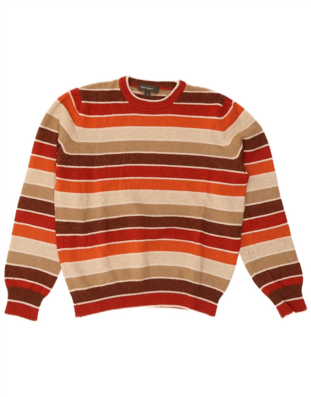 Henry Cottons Mens Crew Neck Jumper Sweater Medium Multicoloured Striped