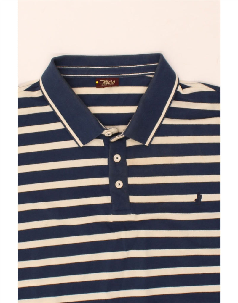 MARLBORO CLASSICS Mens Polo Shirt 2XL Navy Blue Striped Cotton Nautical | Vintage Marlboro Classics | Thrift | Second-Hand Marlboro Classics | Used Clothing | Messina Hembry 