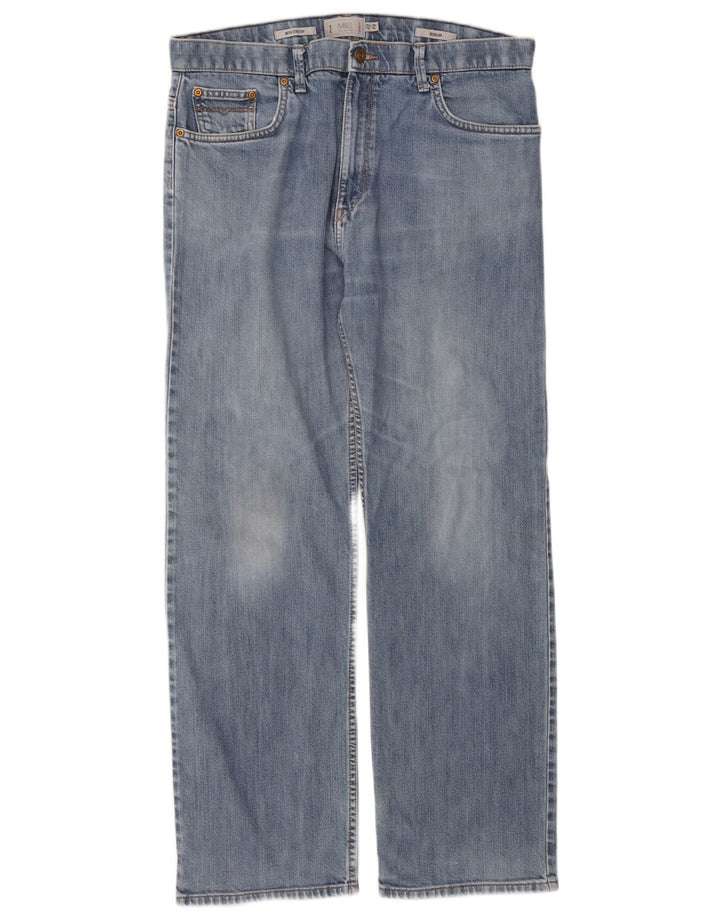 Marks & Spencer Mens Regular Straight Jeans W36 L31 Blue Cotton