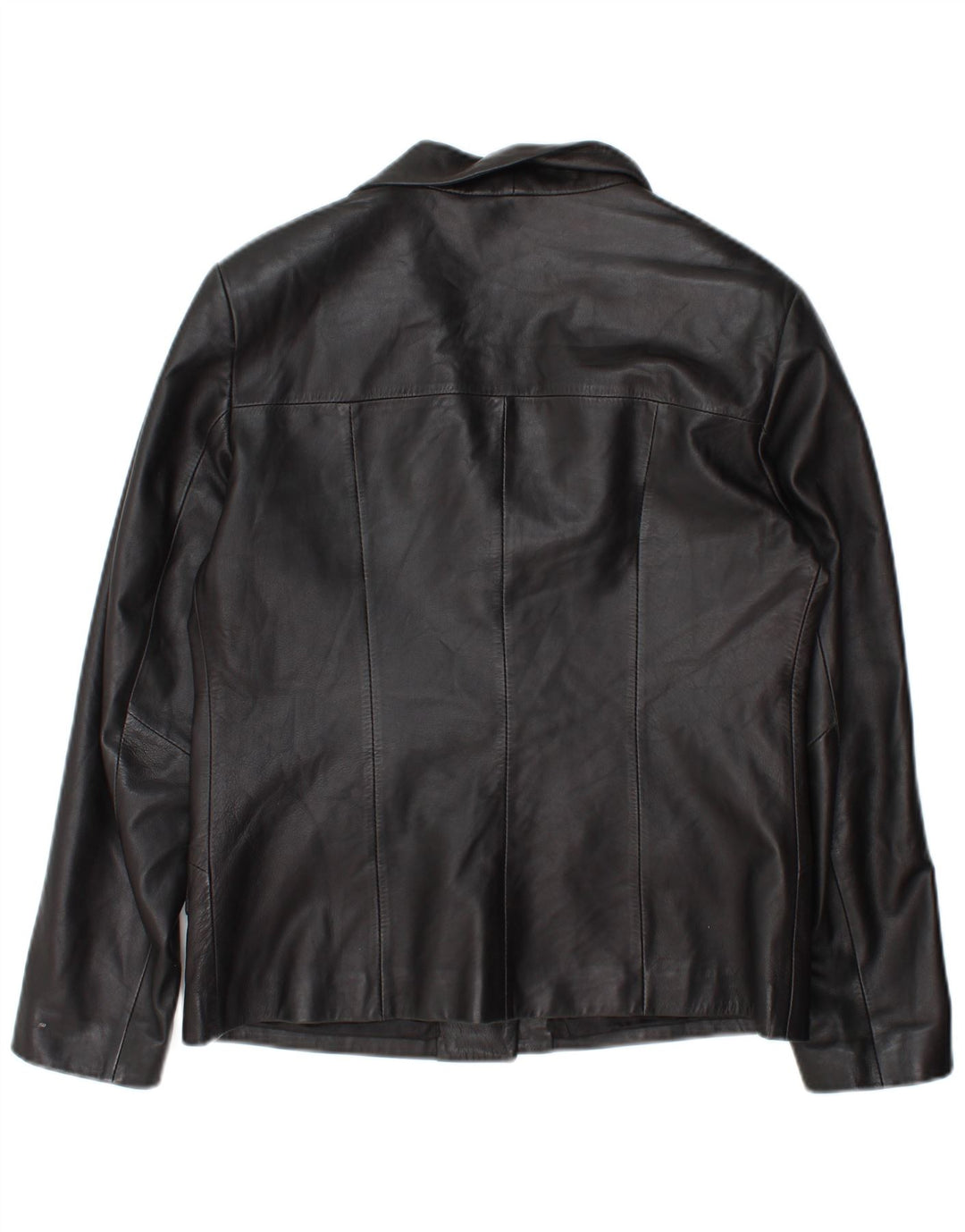 Vintage Womens 3 Button Leather Blazer Jacket IT 46 Large Black Leather