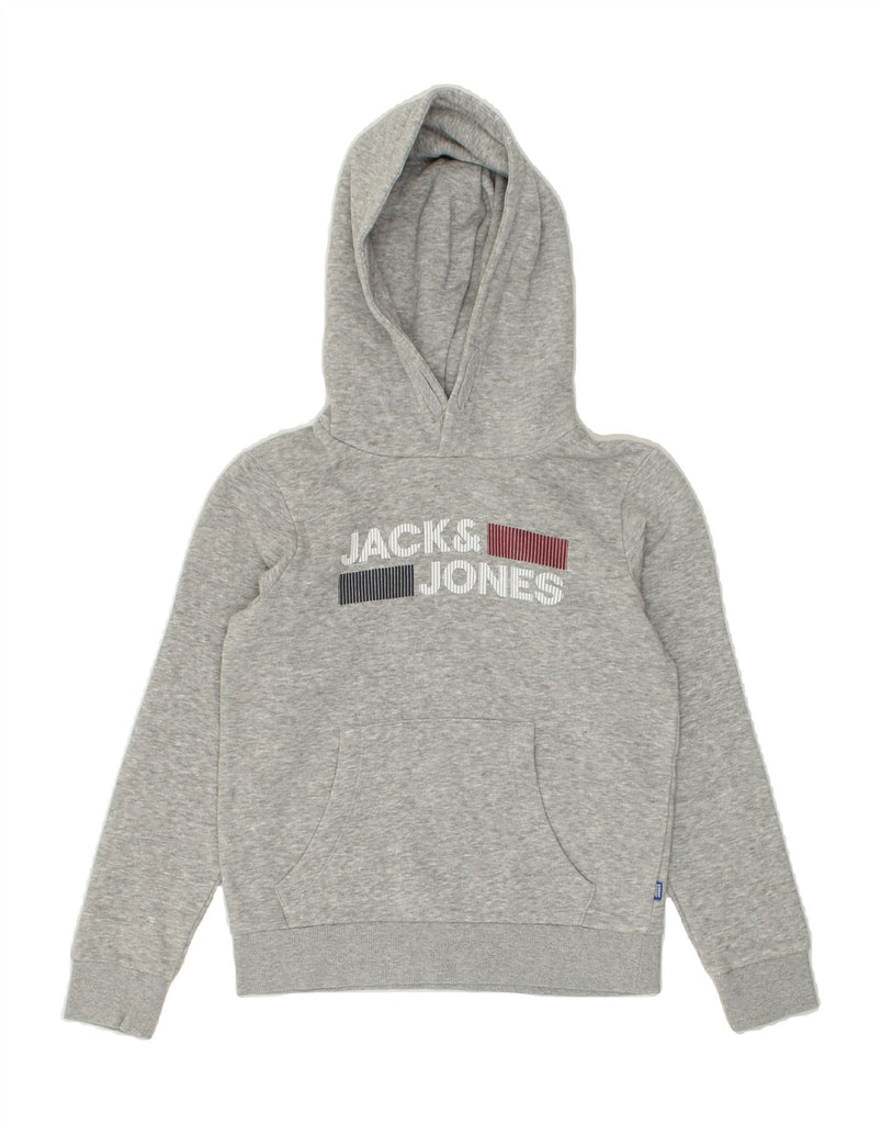 JACK & JONES Boys Graphic Hoodie Jumper 9-10 Years Grey Cotton | Vintage Jack & Jones | Thrift | Second-Hand Jack & Jones | Used Clothing | Messina Hembry 