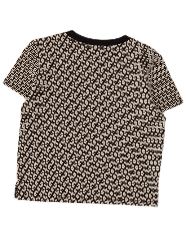 Zara Womens Trafaluc Crop T-Shirt Top UK 12 Medium Black Geometric