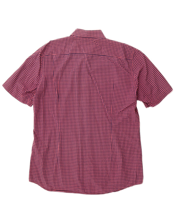 Hugo Boss Mens Short Sleeve Slim Fit Shirt Large Pink Gingham