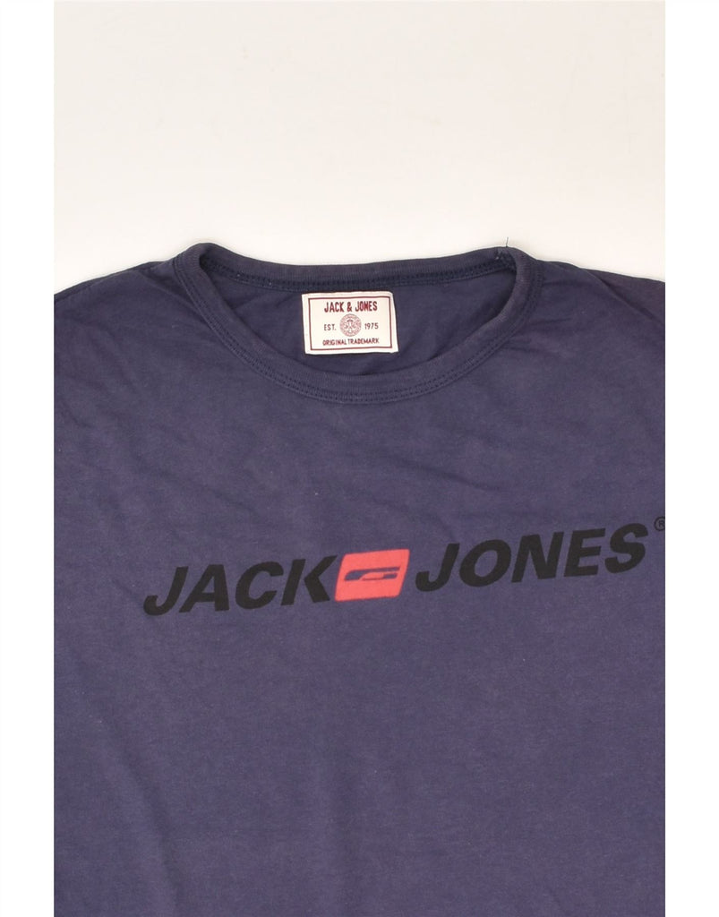 JACK & JONES Mens Graphic T-Shirt Top Medium Navy Blue | Vintage Jack & Jones | Thrift | Second-Hand Jack & Jones | Used Clothing | Messina Hembry 