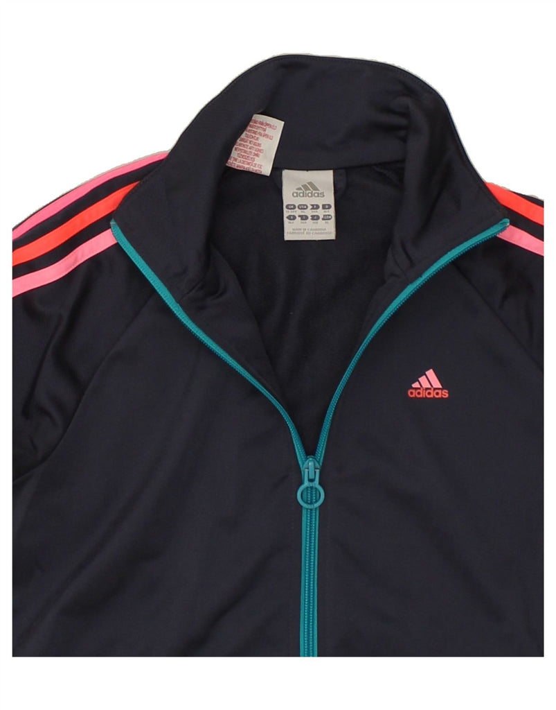 ADIDAS Girls Tracksuit Top Jacket 12-13 Years Navy Blue Colourblock | Vintage Adidas | Thrift | Second-Hand Adidas | Used Clothing | Messina Hembry 