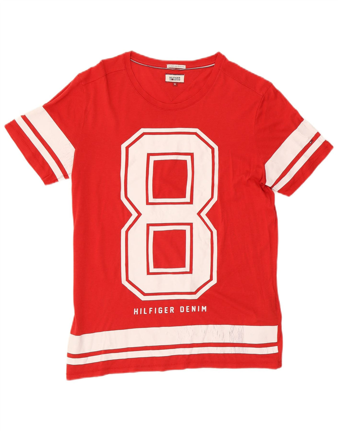 Tommy Hilfiger Mens Graphic T-Shirt Top Medium Red Cotton