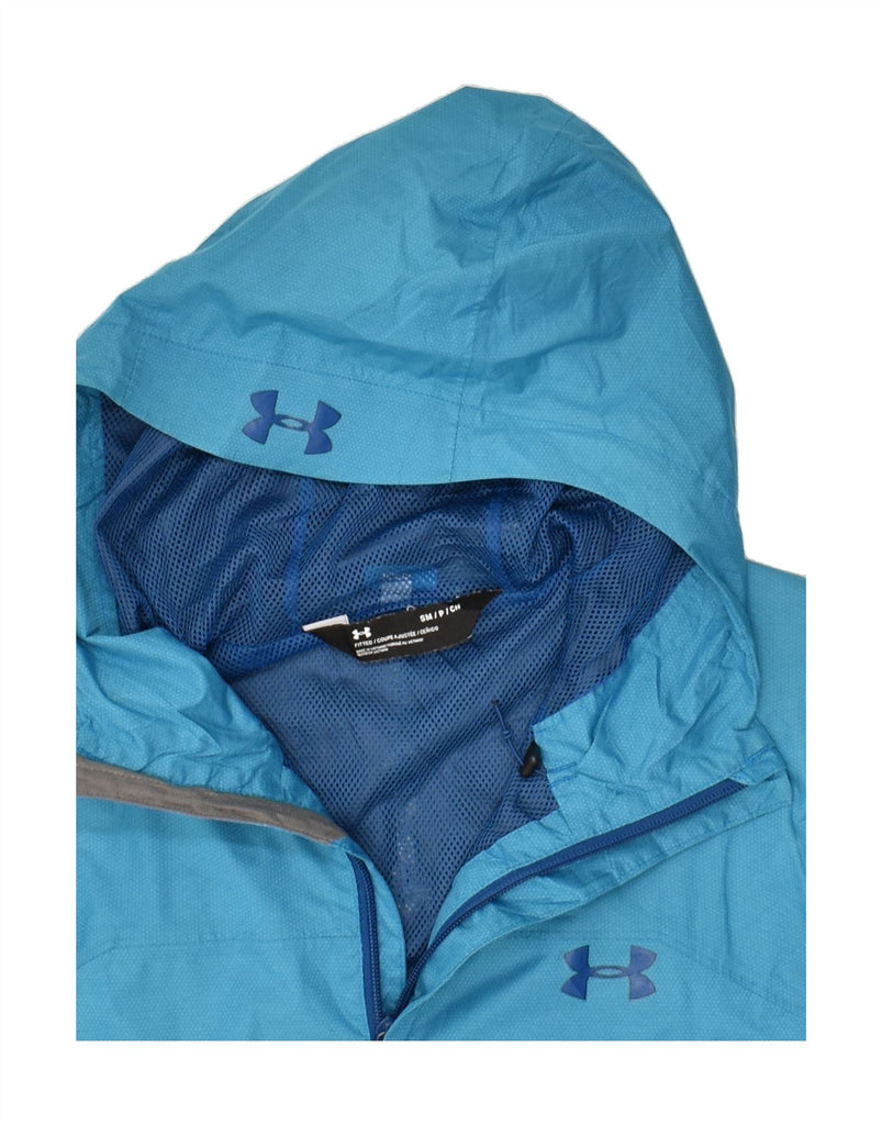 UNDER ARMOUR Mens Hooded Rain Jacket UK 36 Small Blue Polyester | Vintage Under Armour | Thrift | Second-Hand Under Armour | Used Clothing | Messina Hembry 