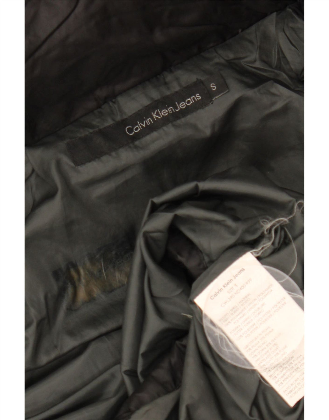 Calvin Klein Womens Hooded Padded Coat UK 10 Small Black Polyamide