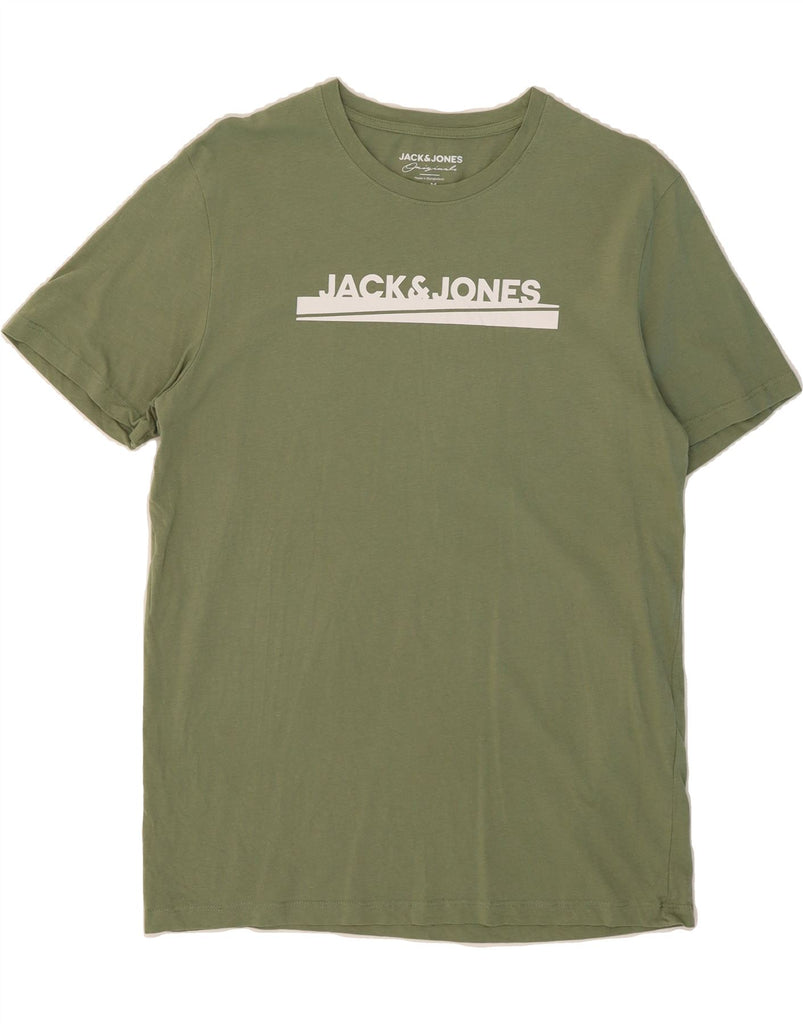 JACK & JONES Mens Graphic T-Shirt Top Medium Green Cotton Vintage Jack & Jones and Second-Hand Jack & Jones from Messina Hembry 