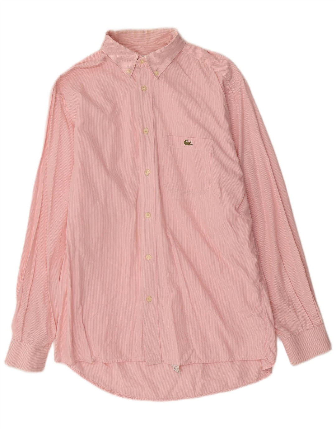 Lacoste Mens Shirt Size 40 Medium Pink Pinstripe Cotton