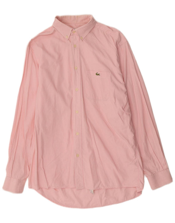 Lacoste Mens Shirt Size 40 Medium Pink Pinstripe Cotton