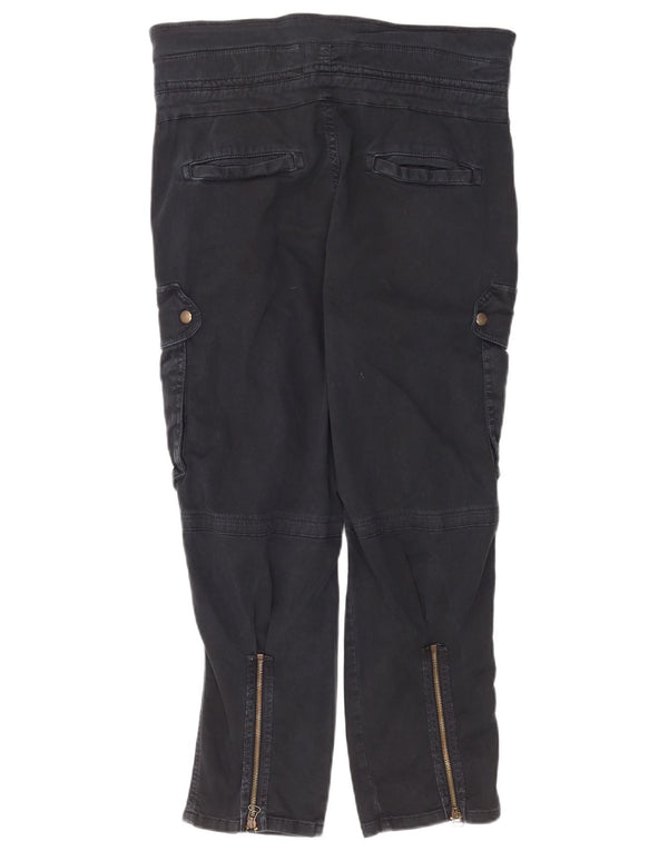 Zara Womens Cargo Cropped Trousers Medium W28 L25 Navy Blue Cotton