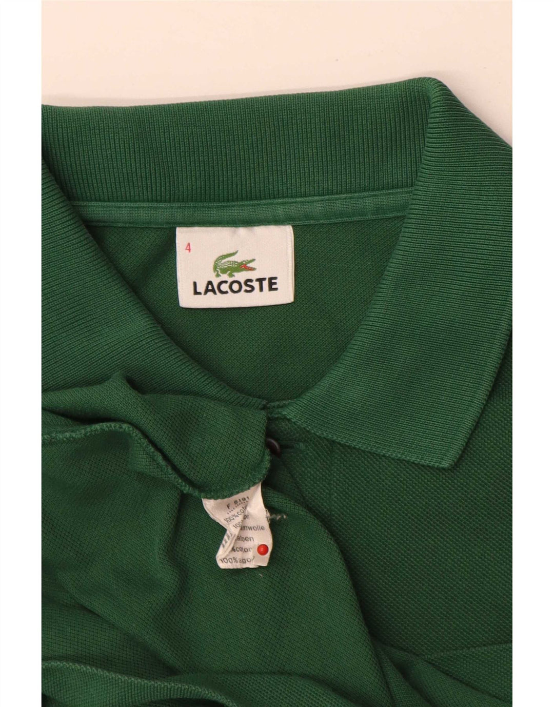 Lacoste Mens Polo Shirt Size 4 Medium Green Cotton