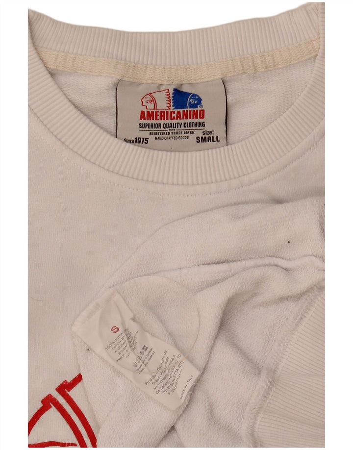Americanino Mens Graphic Sweatshirt Jumper Small White Cotton