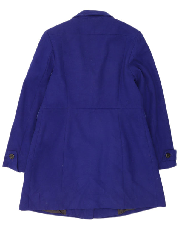 Marks & Spencer Womens Military Double Breasted Coat UK 12 Medium Blue