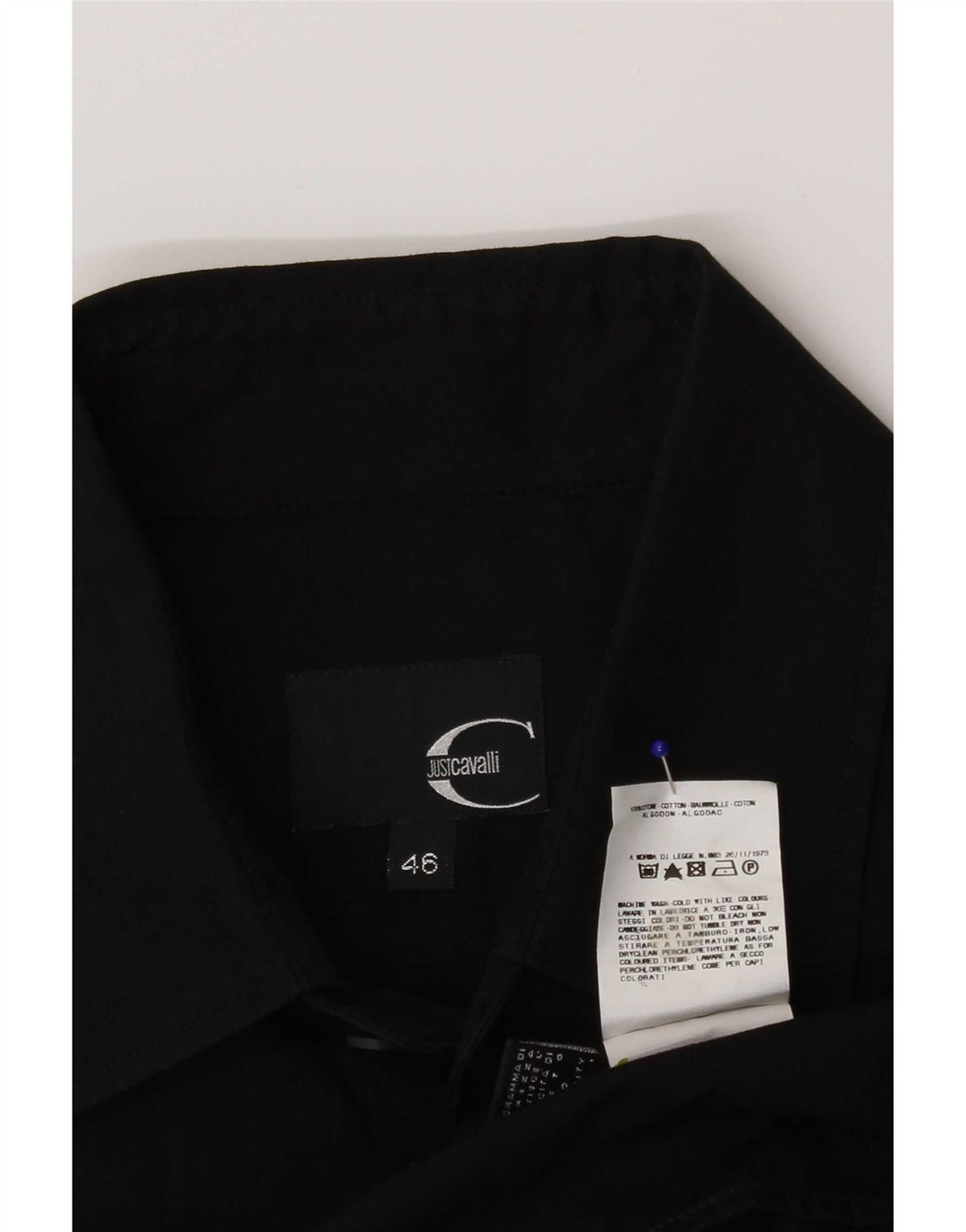 Just Cavalli Mens Formal Shirt IT 46 Small Black Cotton