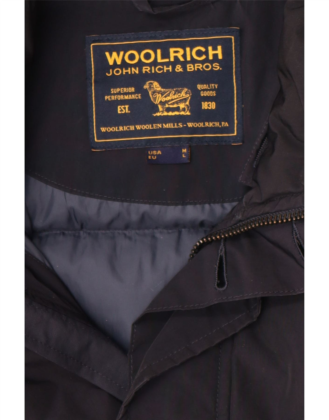 Woolrich Mens Padded Coat UK 38 Medium Navy Blue