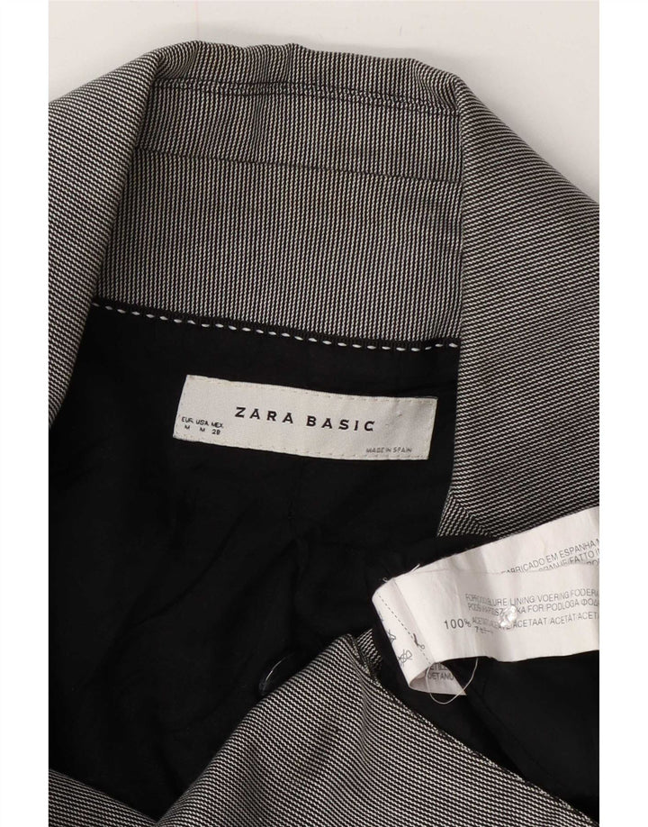 Zara Womens 1 Button Blazer Jacket UK 12 Medium Grey Acetate