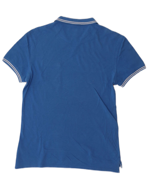 Armani Jeans Mens Slim Fit Polo Shirt Large Blue Striped Cotton