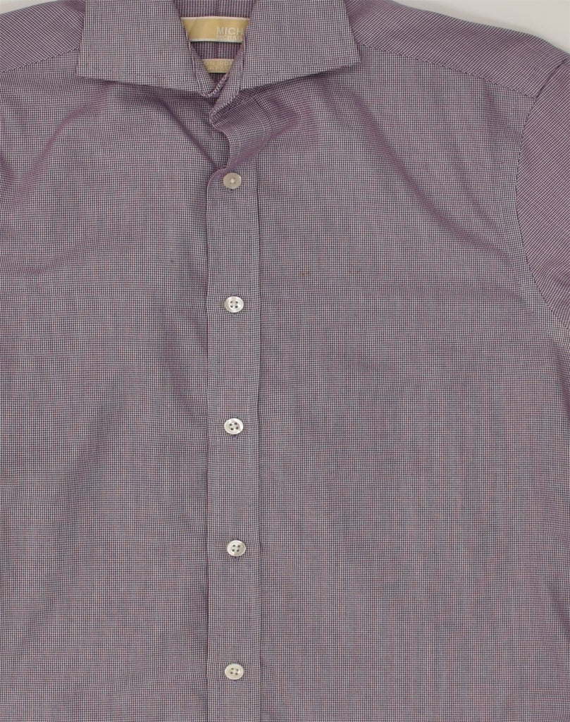 MICHAEL KORS Mens Shirt Size 14 1/2 Small Purple Cotton | Vintage Michael Kors | Thrift | Second-Hand Michael Kors | Used Clothing | Messina Hembry 