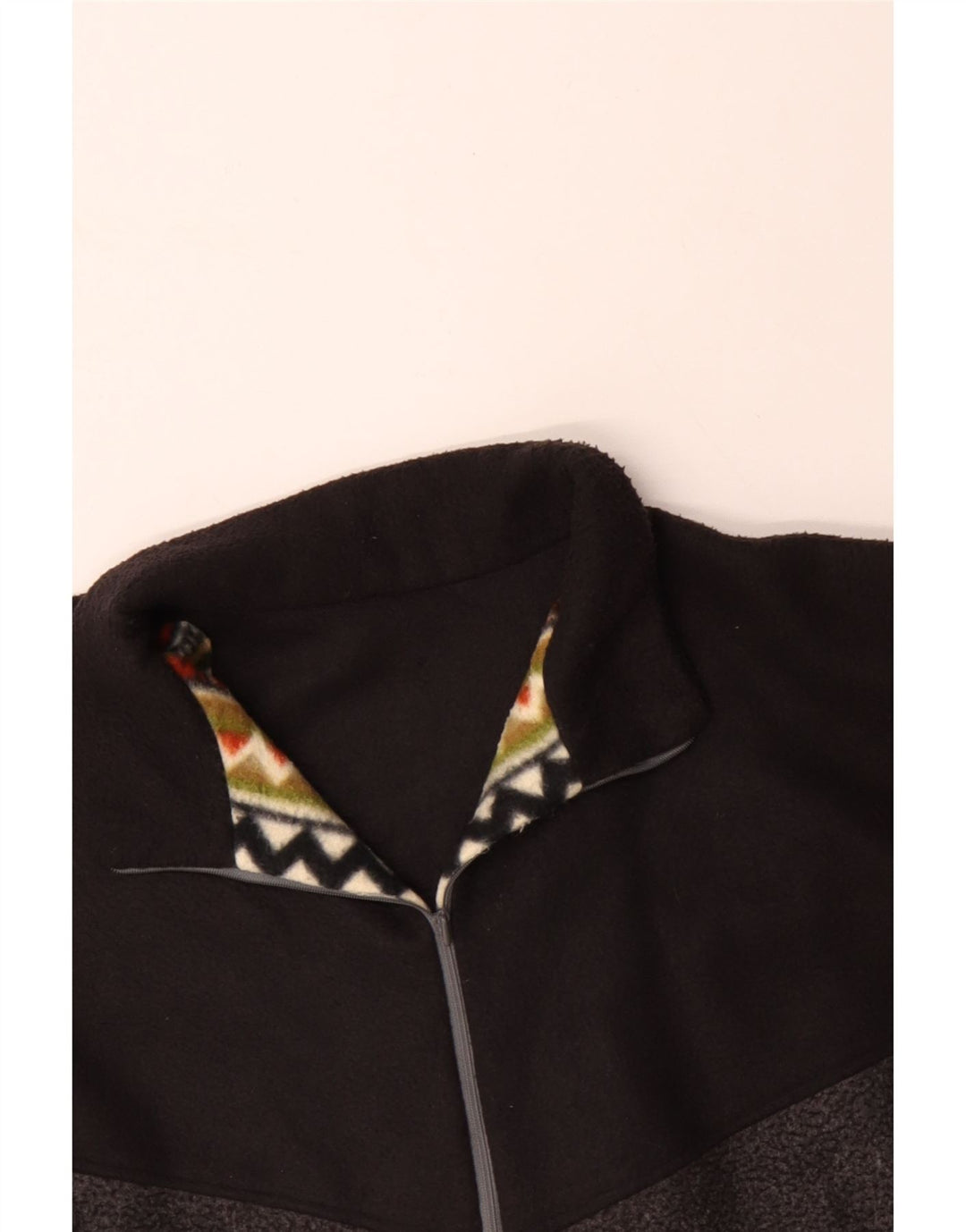 VINTAGE Mens Zip Neck Fleece Jumper 4XL Multicoloured Argyle/Diamond