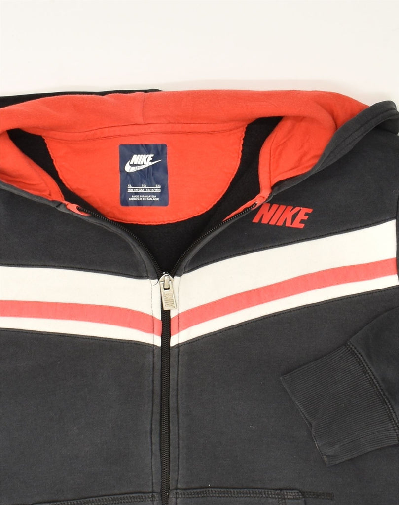 NIKE Boys Zip Hoodie Sweater 13-14 Years XL Black Cotton | Vintage Nike | Thrift | Second-Hand Nike | Used Clothing | Messina Hembry 