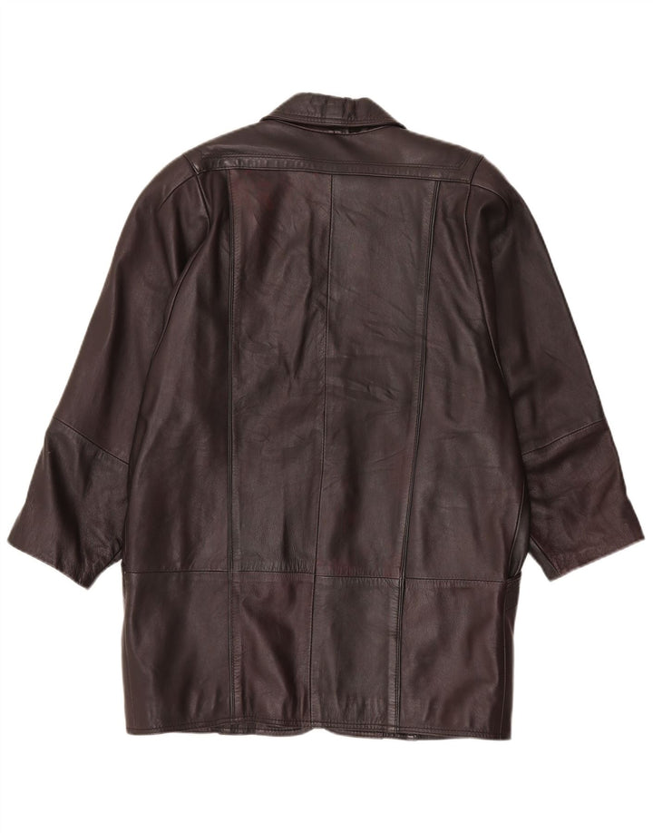 Vintage Womens Oversized Leather Coat EU 38 Medium Brown