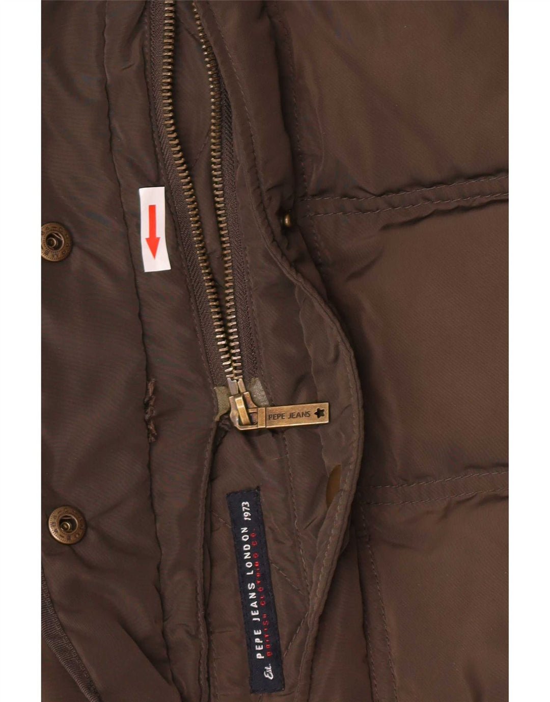 PEPE Jeans Womens Hooded Padded Coat UK 10 Small Brown Polyester